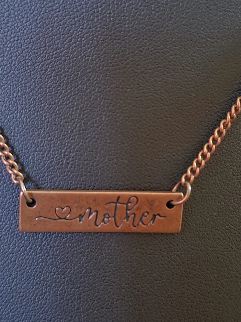 Mother Engraved Copper Bar Necklace
